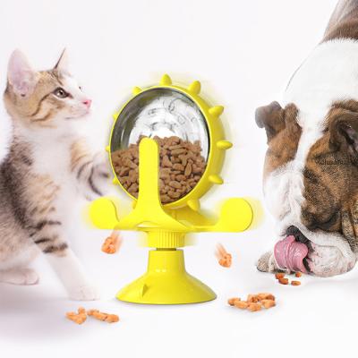 China 2021 Viable Spinning Cats Toy Spinning Feeder Cat Pet Toy Slow Feeder Funny Semi-automatic Windmill Pet for sale