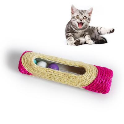 China Pet Toys Long Stocked Roll Three Ring Ball Sisal Cat Striping Board Cat Toys Cat Playing Ball for sale