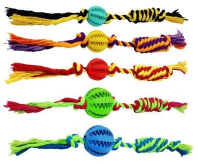 China Viable Interactive Dog Toy Molars Ball Pet Toy Bite-Resistant Baseball With Dog Chewing Cotton Rope for sale