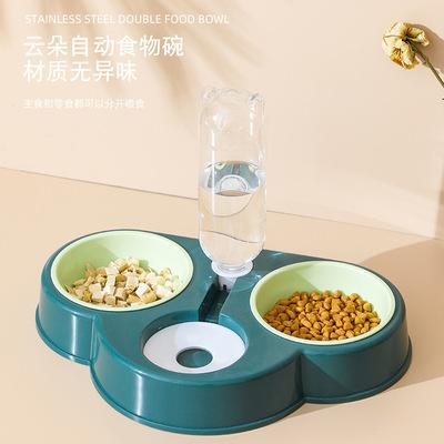 China New Viable Deign Automatic Pet Feeder Cloud Train Food&Water Cat Feeder Pet 3 in 1 Dog Bowl Set for sale