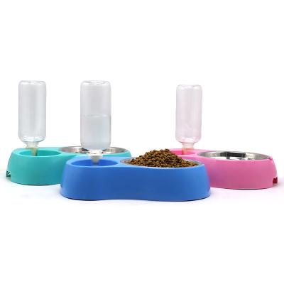 China Sustainable Automatic Pet Stainless Steel Pet Water Supply Double Cat Rice Bowl Three Sizes Dog Bowl Cats for sale