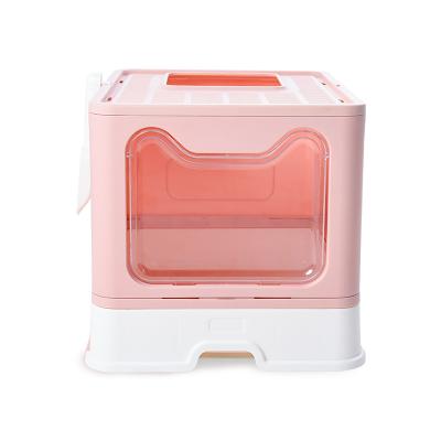 China Hot Selling Entry Way Freestanding Packaging Litter Basin Collapsible Enclosed Cat Litter Box Enclosed Forward-Looking Cat Toilet for sale