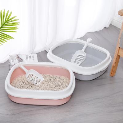 China Semi-enclosed Sustainable High Quality Trash Can Avoid Spilling Large Kitty Cat Portable Toilets Litter Box for sale