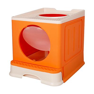 China Super Enclosure Cat Litter Box Toilet Fordable Cat Litter Box Pet Clean Grooming Viable Large Enclosure for sale