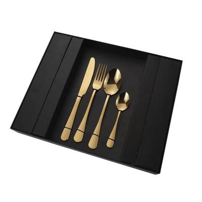 China Low MOQ Hot Sale 16Pcs Stainless Steel Cutlery Set Stainless Gold Silverware Spoon and Fork Cutlary Set for sale