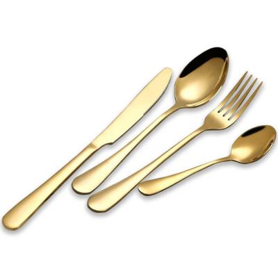 China Wholesale 24pcs Gold Viable Stainless Steel Silverware Flatware Gold Flatware Set for sale