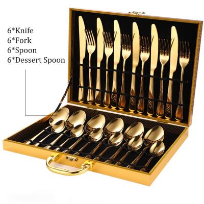 China Viable Modern Amazon Style Stainless Steel Cutlery Set Spoon And Fork Flatware Cutlery Set 24Pcs For 6People for sale