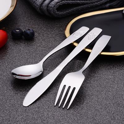 China 4Pcs Amazon Cartoon Viable Cutlary Cute Image Set Kids Baby Spoon Stainless Steel Cutlery Set For Children for sale