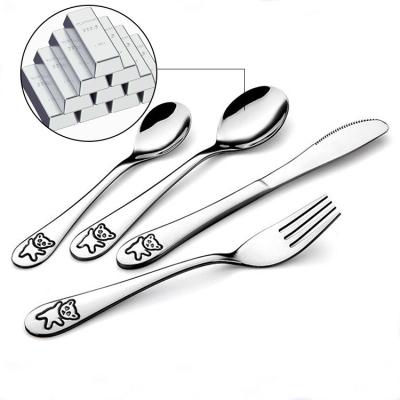 China Manufacturer 18/10 Stainless Steel Travel 4pcs Kid Silverware Hotel Wedding Sustainable Kids Dinnerware Sets for sale