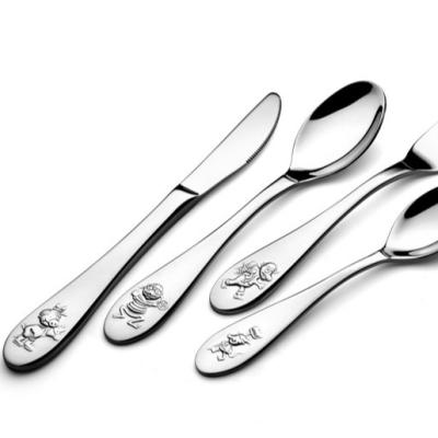 China Viable Unique 18/10 Stainless Steel Children's Silverware Children's Handle Cartoon Cutlery for sale