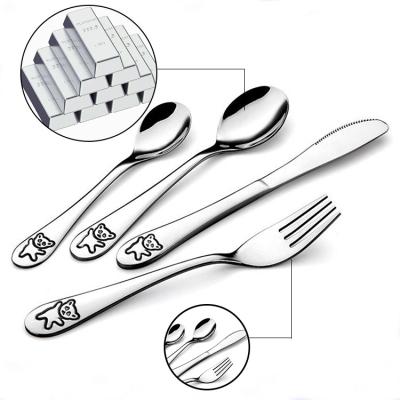 China Cardboard Viable Funny Animal Flatware Sets 304 Stainless Steel Mini Spoon Fork Set Children Baby Spoon for sale