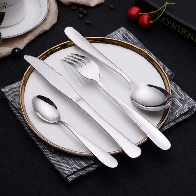 China Cheap Viable Custom Restaurant Silverware Flatware Set Dinnerware Spoons Forks and Knife SS Flatware for sale