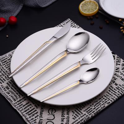 China Sustainable Knife Spoon Fork Set Bestek 201 Stainless Steel Flatware Sets Gold Cutlery Set For Gift Weeding Party for sale