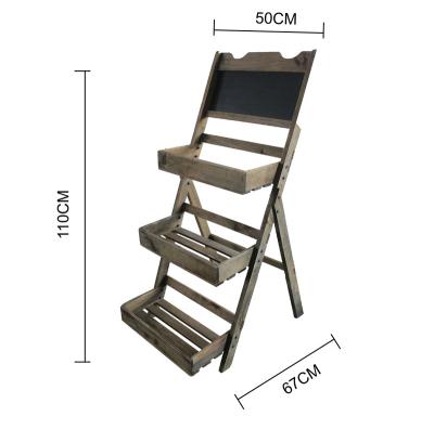 China Vintage Wooden 3-Tier Plant Display Stand with Table and Wheels - Indoor and Outdoor Decor for Home, Garden, Patio, Deck, Porch for sale