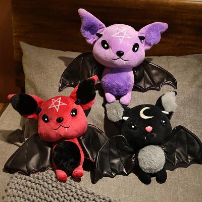 China CPC Series Plush Bat Toy Pentacle Moon Bat Doll Stuffed Rock Style Bag Gothic Plush Toy Halloween Christmas Gift for sale