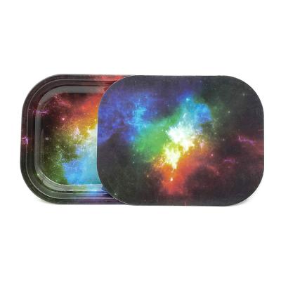 China Tin Wholesale Custom Raw Printed Portable Girly Metal Magnetic Custom Set Rolling Tray With Magnetic Lid for sale