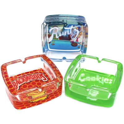 China Luminous Custom Ashtrays Tobacco Glass Accessories Plating Luminous Glass Ashtrays for sale