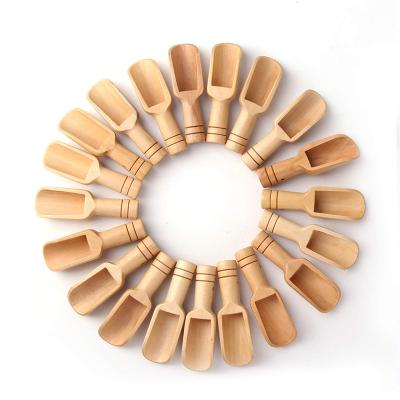 China Small Short Wooden Candy Buffet Eco Friendly Sustainable Cooking Measuring Flat Mini Custom Bamboo Scoop Wooden Spoon for sale