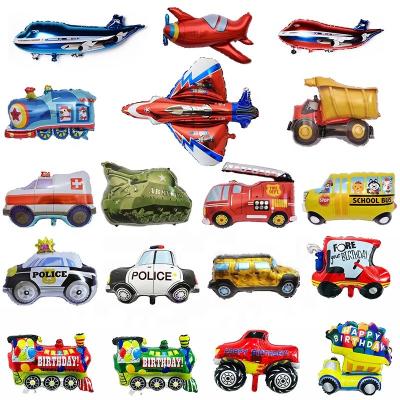 China Foil Cartoon Car Balloons Fire Truck Car Train Foil Balloon Ambulance Globos Kids Birthday Party Decorations for sale