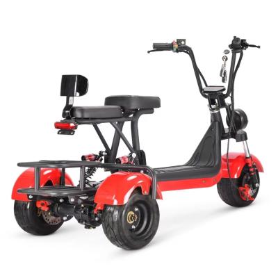 China Citycoco 3 wheel unisex adult tricycle big tire scooter 800w three wheel electric bicycle fat tire for sale