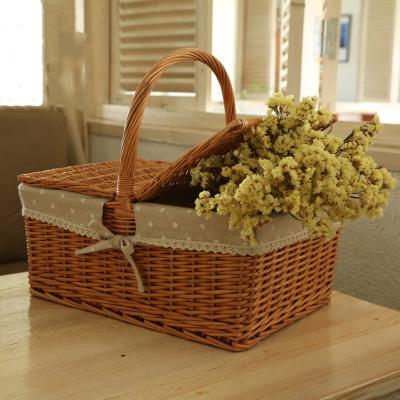 China Wholesale Viable Outdoor Camping Storage Willow Wicker Basket For Sale Picnic Basket Flower Food Picnic Large for sale