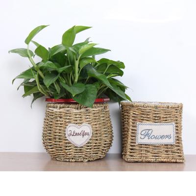 China Customized Durable Sustainable And Natural Plant Plankton Planting Flower Flower Pot Wicker Basket For Indoor Decoration for sale