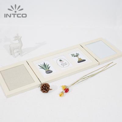 China INTCO Classic Multi Color Wooden Note Board Fabric Picture Collage Photo Frame White for sale