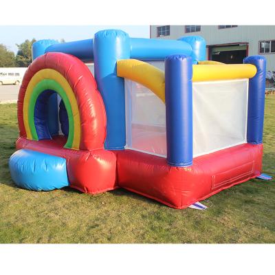 China Lightweight ; Easy Setup Home Indoor/Outdoor Trampoline and Bounce House Inflation Trampoline Cartoon Rainbow Theme Instant Bouncy Castle for sale