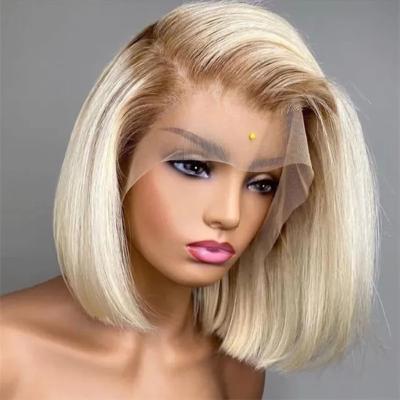 China Body Wave 200% Density Lace Front Wig Hair Colored HD 613 Bob Lace Front Wigs With Baby Hair Bob Wigs For Black Women Peruvian Raw for sale