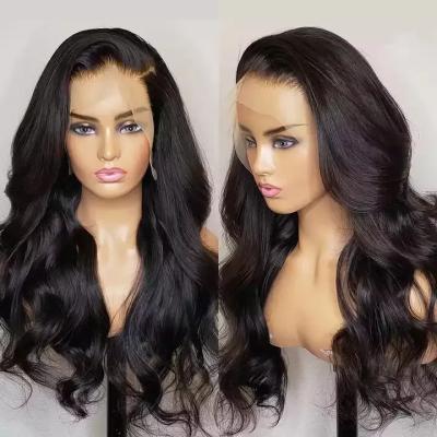 China Hd Dark Brown 13 Human Hair European Full Lace Frontal Wigs Body Wave Pre Plucked 6 Hd Human Hair Frontal Wig 200 Density for sale