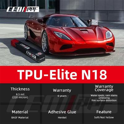 China Fabricante TPU PPF TPU-Elite N18 Película de Proteção de Tinta Anti-Razões Vinyl Wrap Com 3 Camadas à venda