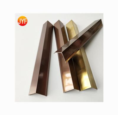 China New Design L2028 Modern Metal Flooring Transition Strips Stainless Steel Trim Brass Square Metal Edge Tile Floor Planking for sale