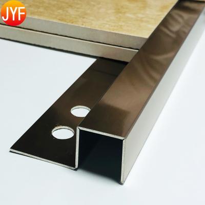 China ZZ5402 Modern Gold Color 8K Mirror 201 Stainless Steel Corner Tile Trim For Wall Home Decor Half Round Tile Trim for sale