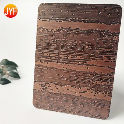 China H348 high quality hotel wall decoration stainless steel red bronze etched sheet for sale for sale