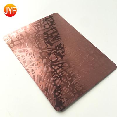 China H510 Hotel Factory Supply 4*8 4*10 Rose Red Etched Sheet Metal Stainless Steel for sale