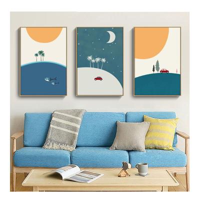 China Modern simple creative cartoon living room decoration abstract color block children's room animal geometric painting for sale