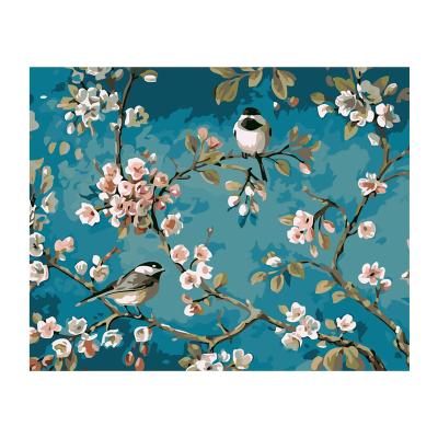 China Digital Hand Painted Landscape Magpie Dining Room Living Room Oil Painting DIY FILE Animal Decorative Painting 40*50 for sale