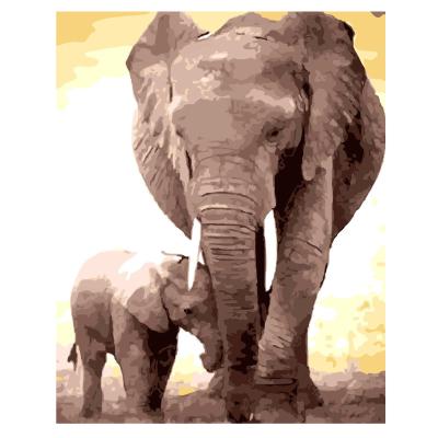 China Digital Hand Painted Landscape Elephant Dining Room Living Room Oil Painting DIY FILE Animal Decorative Painting 40*50 for sale