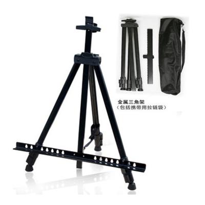 China DIY Easel Digital Painting Easel High Quality Aluminum Alloy Wrought Iron Triangle Retractable Folding Black Painting Display Stand for sale