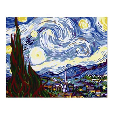 China digital hand painted starry abstract landscape living room oil painting FILE decorative painting 40*50 diy sky for sale