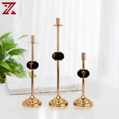 China New Design Glass Pillar Candle Holder Home Decoration Gold Zhoude Decoration Candle Holder Party Wedding Gift for sale