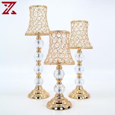 China Wholesale Home Shape Gold Metal Lamp Factory Decoration Crystal Beaded Candle Holder For Home for sale