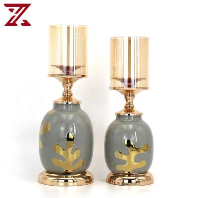 China Home Wholesale Custom Ceramic Candle Holder Quality Guarantee Hotel Decoration Ceramic Nordic Wedding Gold For Living Room for sale