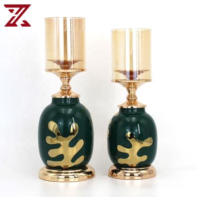 China Home Decorations / Gifts Factory Selling Nordic Ceramic Candlestick Painted Glass Candle Holder For Hotel Decor for sale