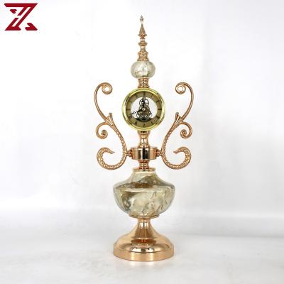 China Antique modern silent clock living room metal ceramic style creative cute table clock for sale