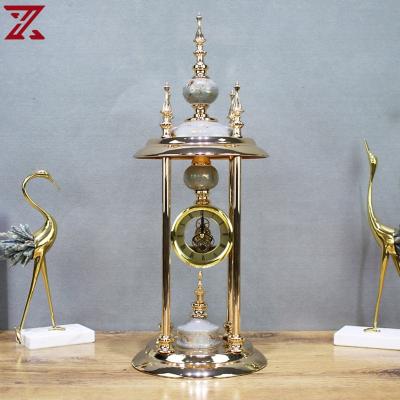 China Modern Creative Customizable Antique Style Metal Pagoda Table Clock Desktop Decoration for sale