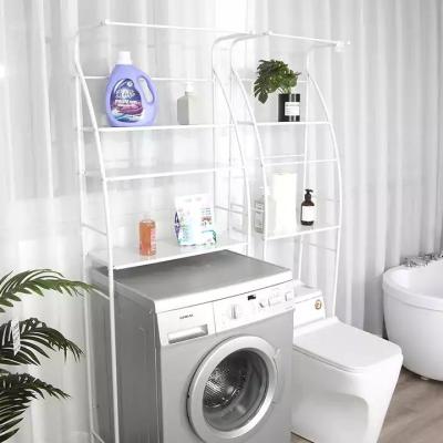 China ROUND TUBE WITH STRAIGHT SHARP 3 Layers Over Toilet Rack Organizer Bathroom Metal Storage Shelf For Washing Machine for sale