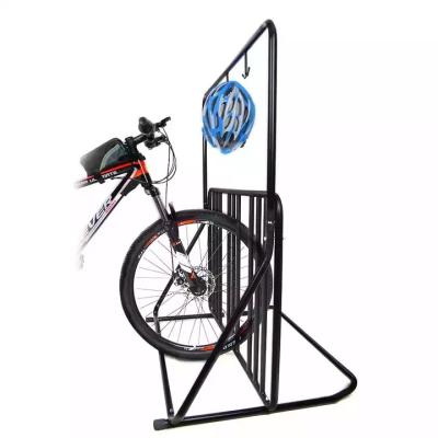 China Durable Six Bike Floor Racks With Snap On Helmet Hanger Bicycle Park for sale