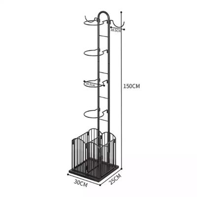 China Large Capacity Stored 4 Tier Customized Metal Sporting Goods Ball Storage Rack For Basketball Football Badminton for sale