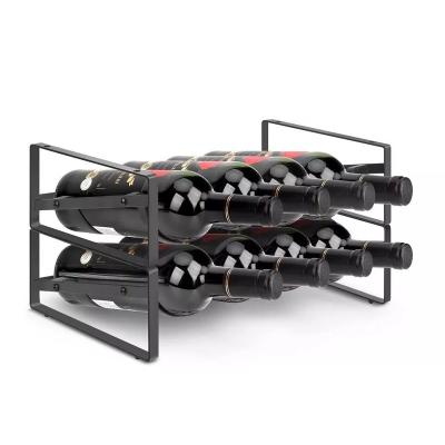 China Factory Direct Sale Bar Wine 2 Tier Wine Rack 8 Bottles Metal Countertops Stocked Wine Rack for sale